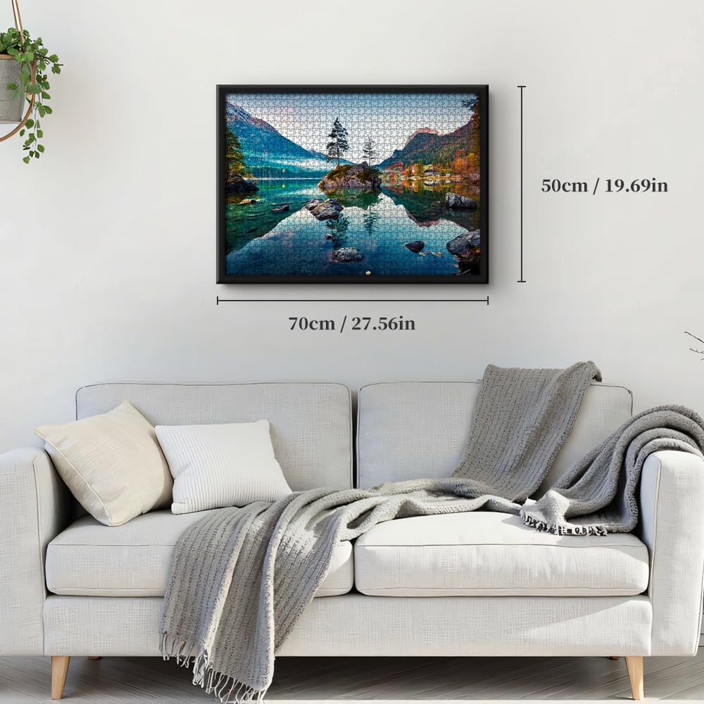 Beautiful Autumn Scene of Hintersee- 1000 Piece Jigsaw Puzzles for Adults,Nature Landscape 1000 Piece Puzzle for Adults Challenging Family Puzzle Mountain Lake Puzzles