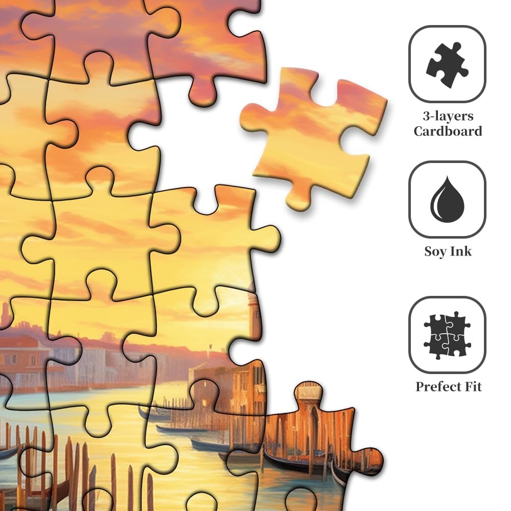 1000 Piece Puzzle for Adults, Jigsaw Puzzle,Grand Canal in Venice Jigsaw Puzzles 1000 Pieces Birthday Party for Family Funny Puzzle for Adults