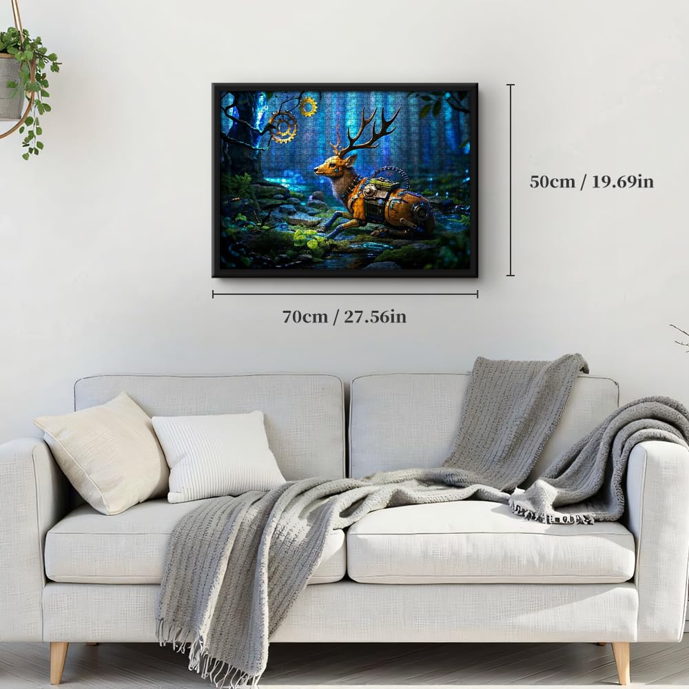 1000 Piece Puzzle for Adults, Mechanical Deer Jigsaw Puzzle, Mystery Forest Jigsaw Puzzles 1000 Pieces Birthday Party for Family Funny Puzzle for Adults