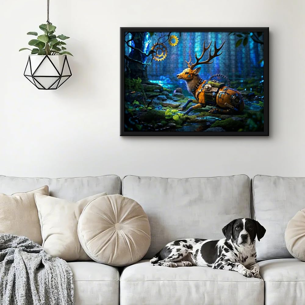 1000 Piece Puzzle for Adults, Mechanical Deer Jigsaw Puzzle, Mystery Forest Jigsaw Puzzles 1000 Pieces Birthday Party for Family Funny Puzzle for Adults