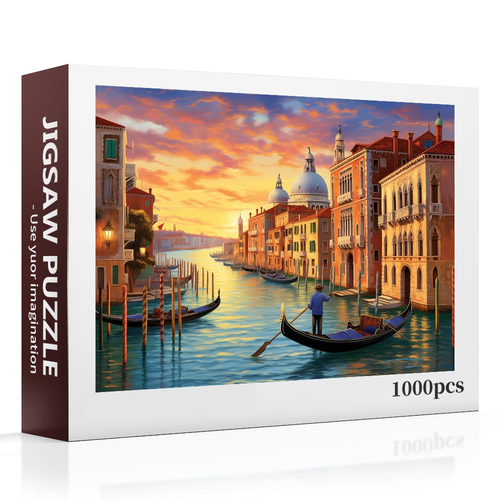 1000 Piece Puzzle for Adults, Jigsaw Puzzle,Grand Canal in Venice Jigsaw Puzzles 1000 Pieces Birthday Party for Family Funny Puzzle for Adults