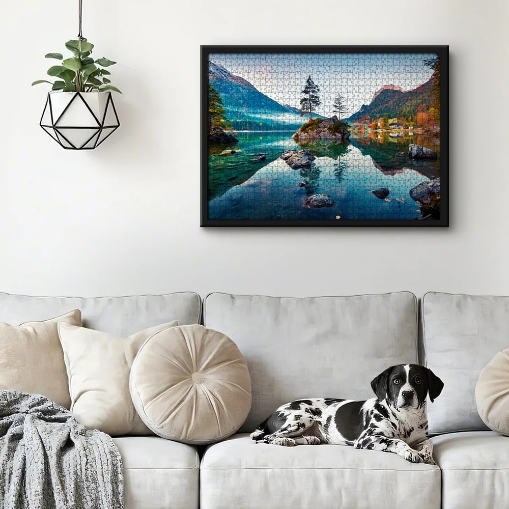 Beautiful Autumn Scene of Hintersee- 1000 Piece Jigsaw Puzzles for Adults,Nature Landscape 1000 Piece Puzzle for Adults Challenging Family Puzzle Mountain Lake Puzzles