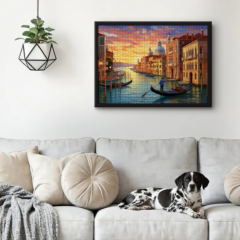 1000 Piece Puzzle for Adults, Jigsaw Puzzle,Grand Canal in Venice Jigsaw Puzzles 1000 Pieces Birthday Party for Family Funny Puzzle for Adults