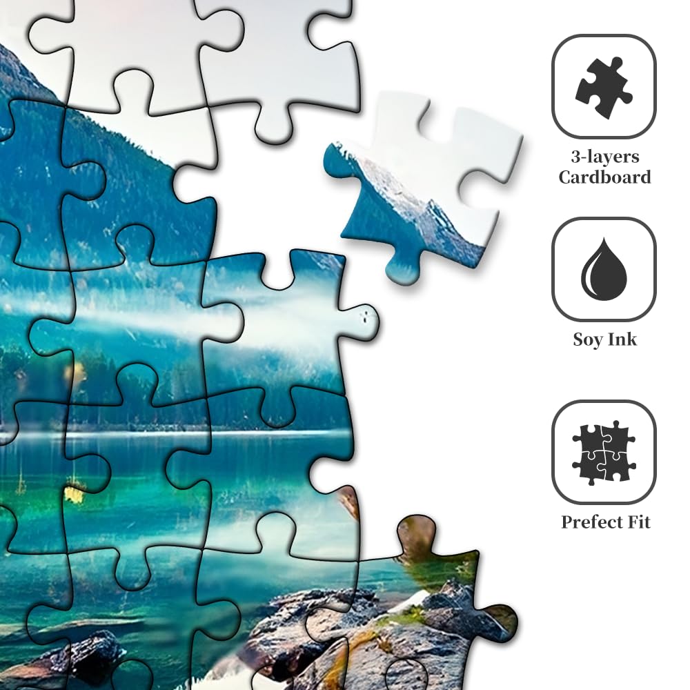 Beautiful Autumn Scene of Hintersee- 1000 Piece Jigsaw Puzzles for Adults,Nature Landscape 1000 Piece Puzzle for Adults Challenging Family Puzzle Mountain Lake Puzzles