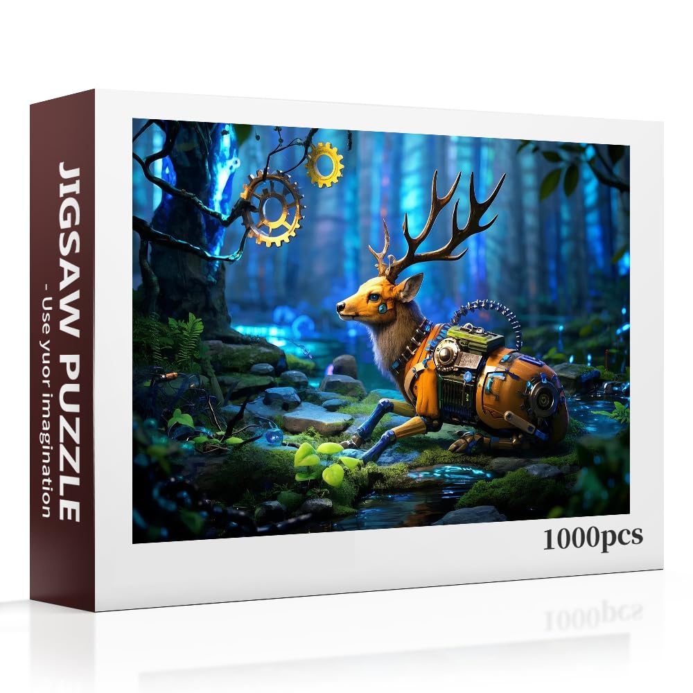 1000 Piece Puzzle for Adults, Mechanical Deer Jigsaw Puzzle, Mystery Forest Jigsaw Puzzles 1000 Pieces Birthday Party for Family Funny Puzzle for Adults