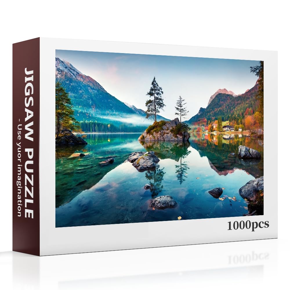 Beautiful Autumn Scene of Hintersee- 1000 Piece Jigsaw Puzzles for Adults,Nature Landscape 1000 Piece Puzzle for Adults Challenging Family Puzzle Mountain Lake Puzzles