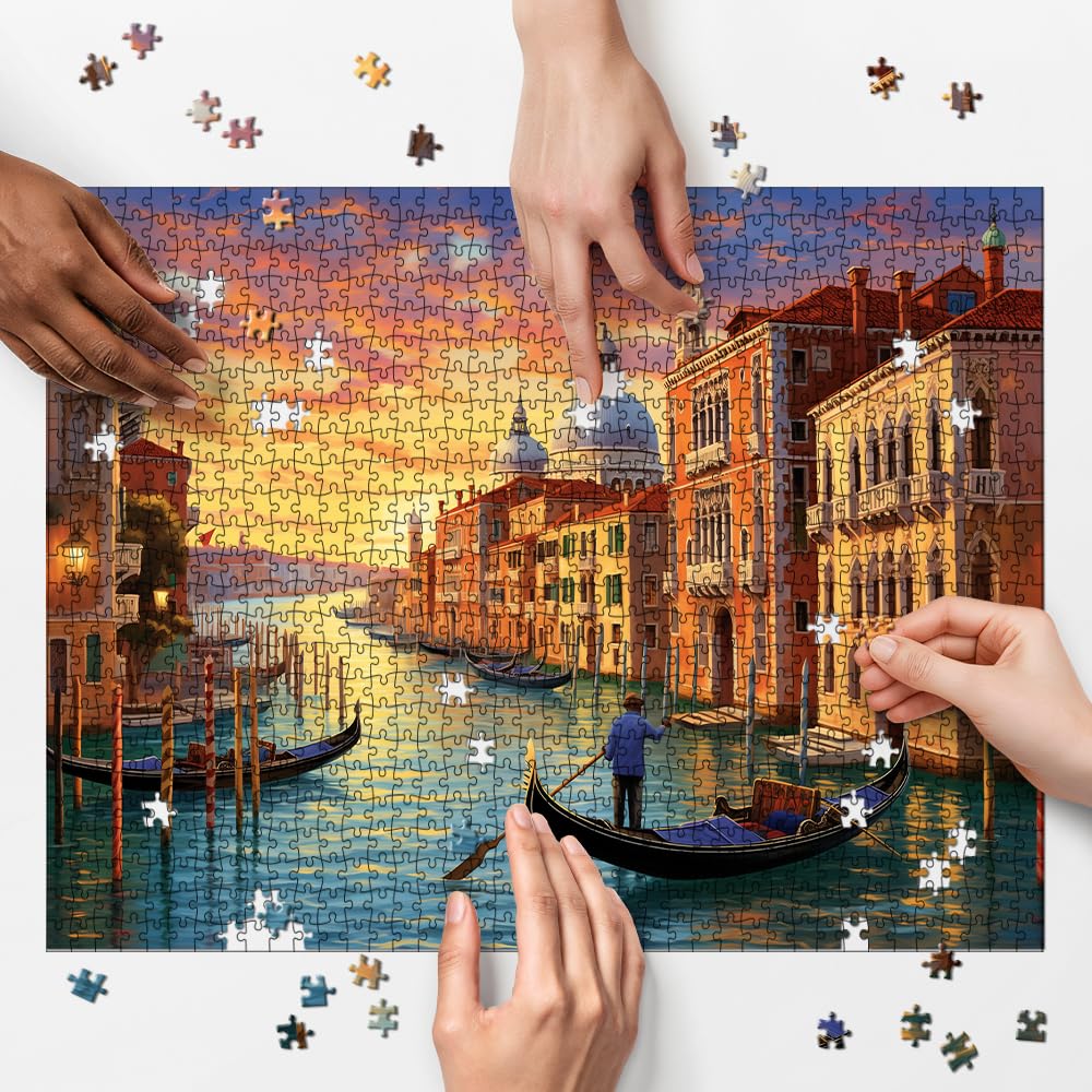 1000 Piece Puzzle for Adults, Jigsaw Puzzle,Grand Canal in Venice Jigsaw Puzzles 1000 Pieces Birthday Party for Family Funny Puzzle for Adults