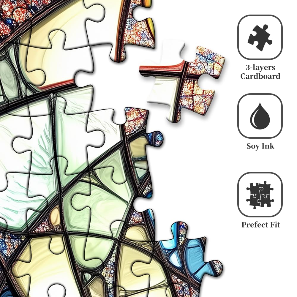1000 Piece Jigsaw Puzzle for Adults - Stained Glass Mosaic Art with Hypnotic Spiral Design, Optical Illusion Wall Decor & Stress Relief Therapy Puzzle, Premium Interlocking Pieces