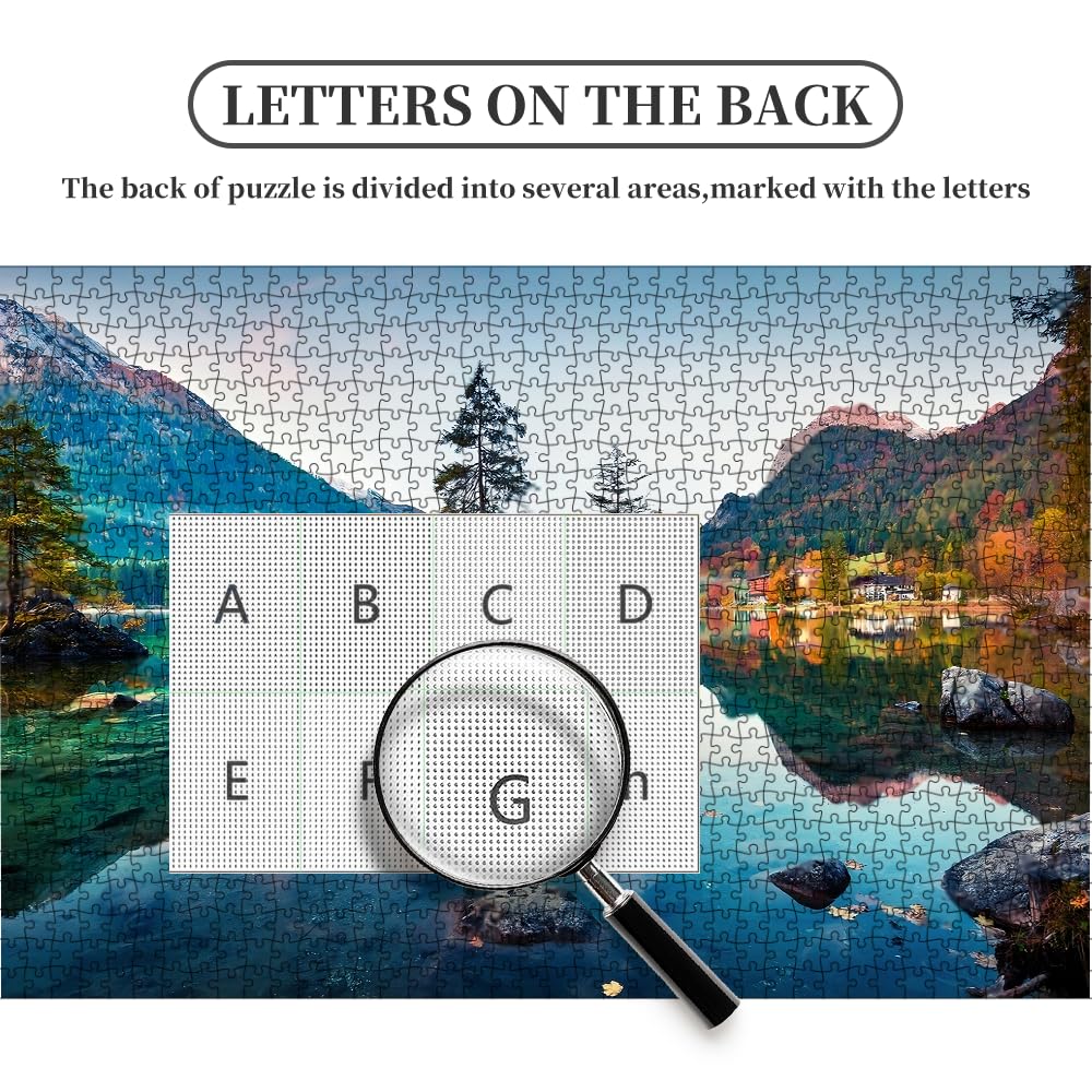 Beautiful Autumn Scene of Hintersee- 1000 Piece Jigsaw Puzzles for Adults,Nature Landscape 1000 Piece Puzzle for Adults Challenging Family Puzzle Mountain Lake Puzzles