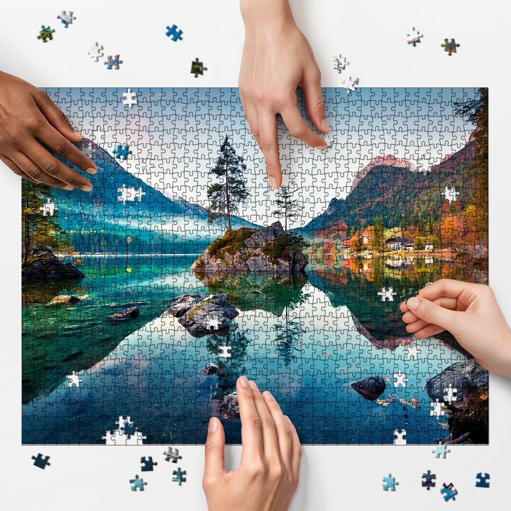 Beautiful Autumn Scene of Hintersee- 1000 Piece Jigsaw Puzzles for Adults,Nature Landscape 1000 Piece Puzzle for Adults Challenging Family Puzzle Mountain Lake Puzzles